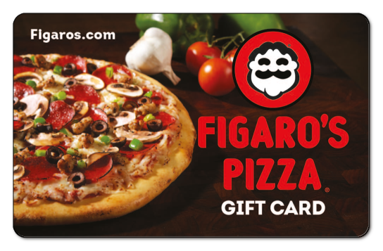 figaros pizza logo on an image of a pizza and vegetables